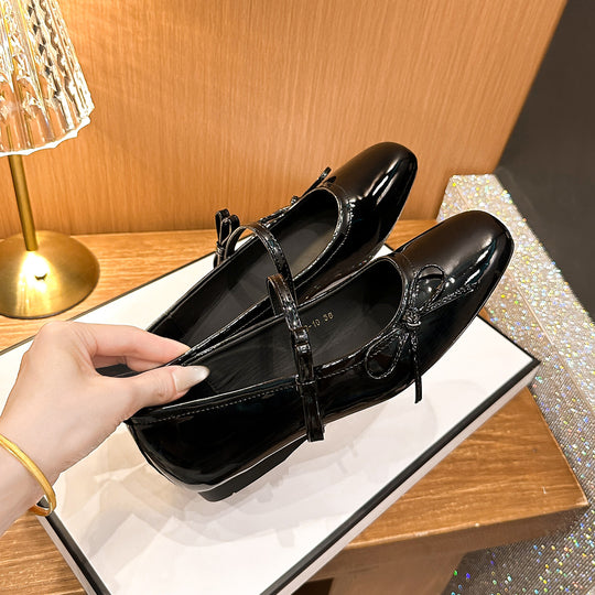 Damen Ballerinas mit schimmerndem Obermaterial und verspieltem Schleifendetail EB