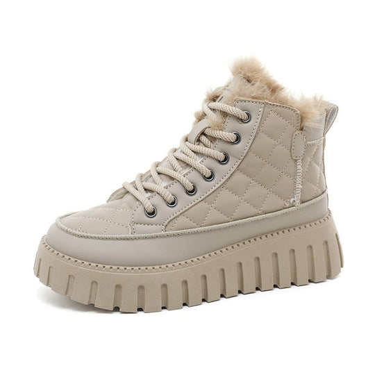 Damen Modische Winterstiefel mit kuscheligem Fellbesatz und rutschfester Sohle EB