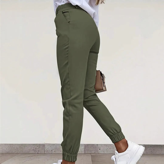 Damen bequeme Chinohose mit elastischem Bund EB