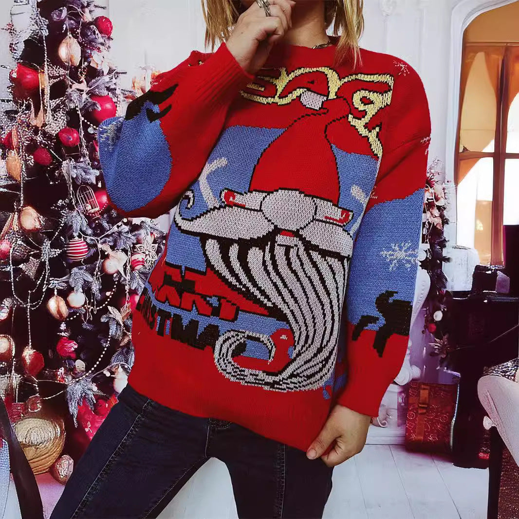 Damen Weihnachts-Pullover mit festlichem Rentier-Motiv und kreativen Designs EB
