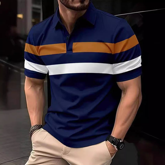 Herren Polohemd mit modernem Farbblockdesign und atmungsaktiven Materialien EB