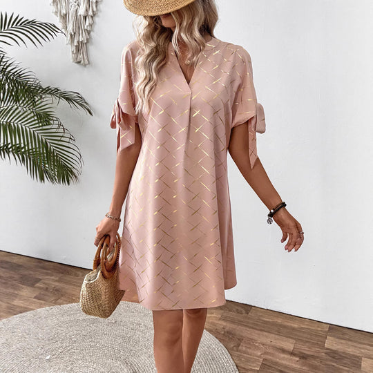 Damen lässiges Kleid mit leichten Puffärmeln EB