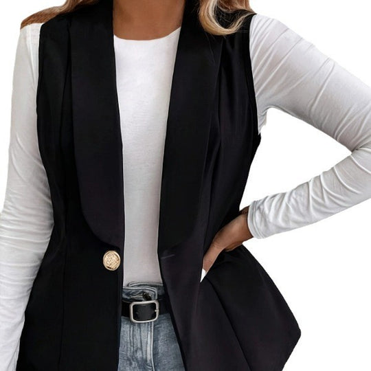 Damen Elegante Blazerjacke mit tailliertem Schnitt und dekorativem Knopf EB