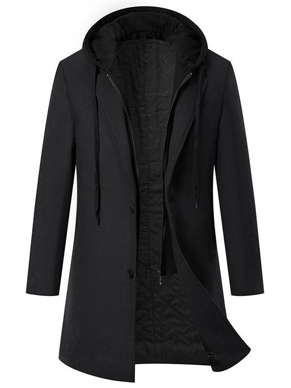 Herren eleganter Übergangs-Mantel mit abnehmbarer Kapuze EB