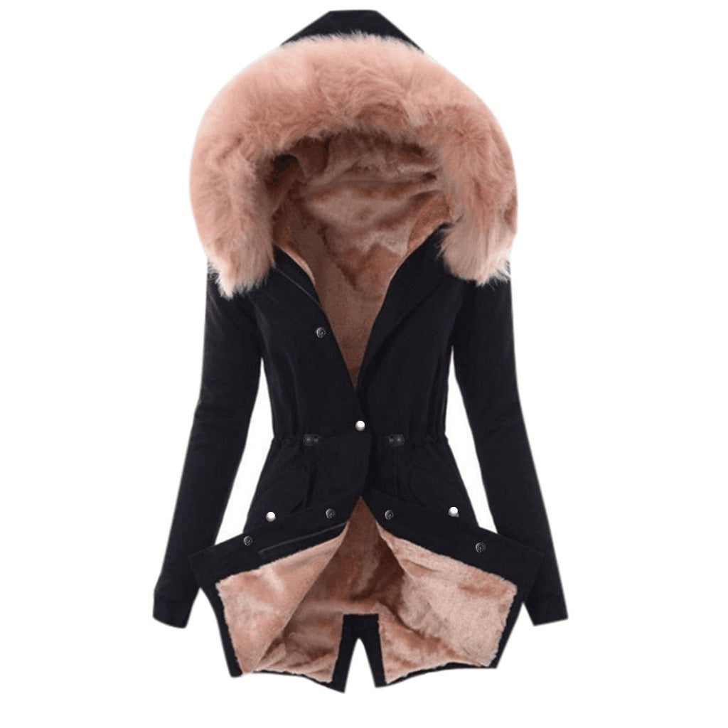 Damen gefütterte Parka mit Kunstfellkragen EB
