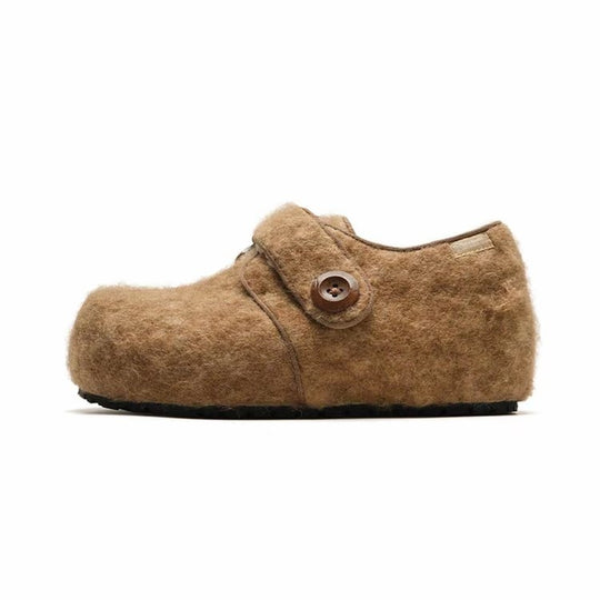 Damen Bequeme Lederschuhe mit modischer Knopfdetail EB