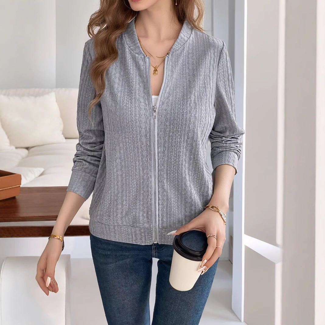 Damen Strickjacke mit Reißverschluss und strukturiertem Design EB