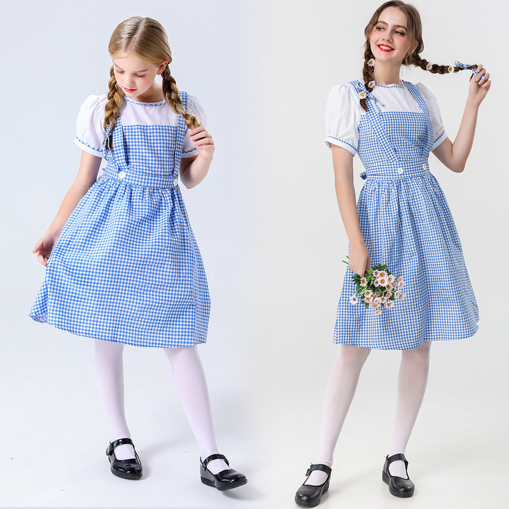 Damen Trachtenkleid mit romantischen Karomustern und schicken Knopfdetails EB