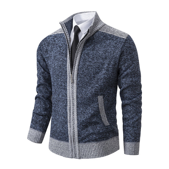 Herren modische Strickjacke mit hohem Kragen und Reißverschluss EB