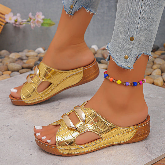 Damen Komfortable Mules mit elegantem Riemendesign EB