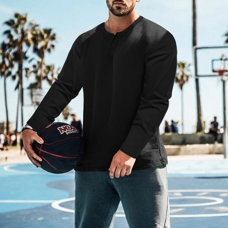 Herren Langarm-Henley-Shirt mit praktischem Knopfdesign und lässigem Schnitt EB