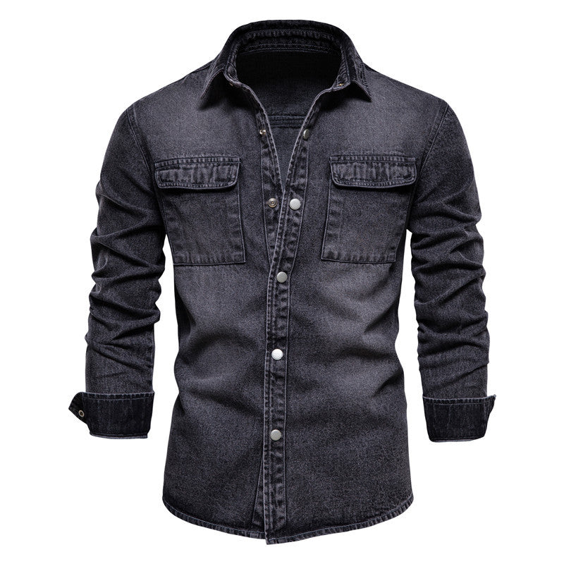 Herren Denim Hemd mit doppelten Brusttaschen und lässigem Schnitt EB