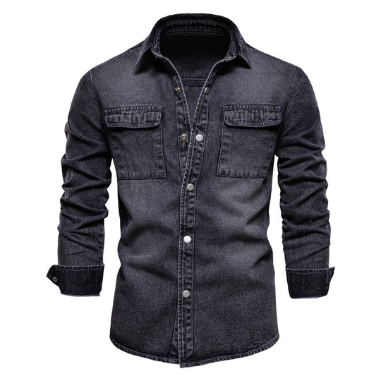 Herren Denim Hemd mit doppelten Brusttaschen und lässigem Schnitt EB