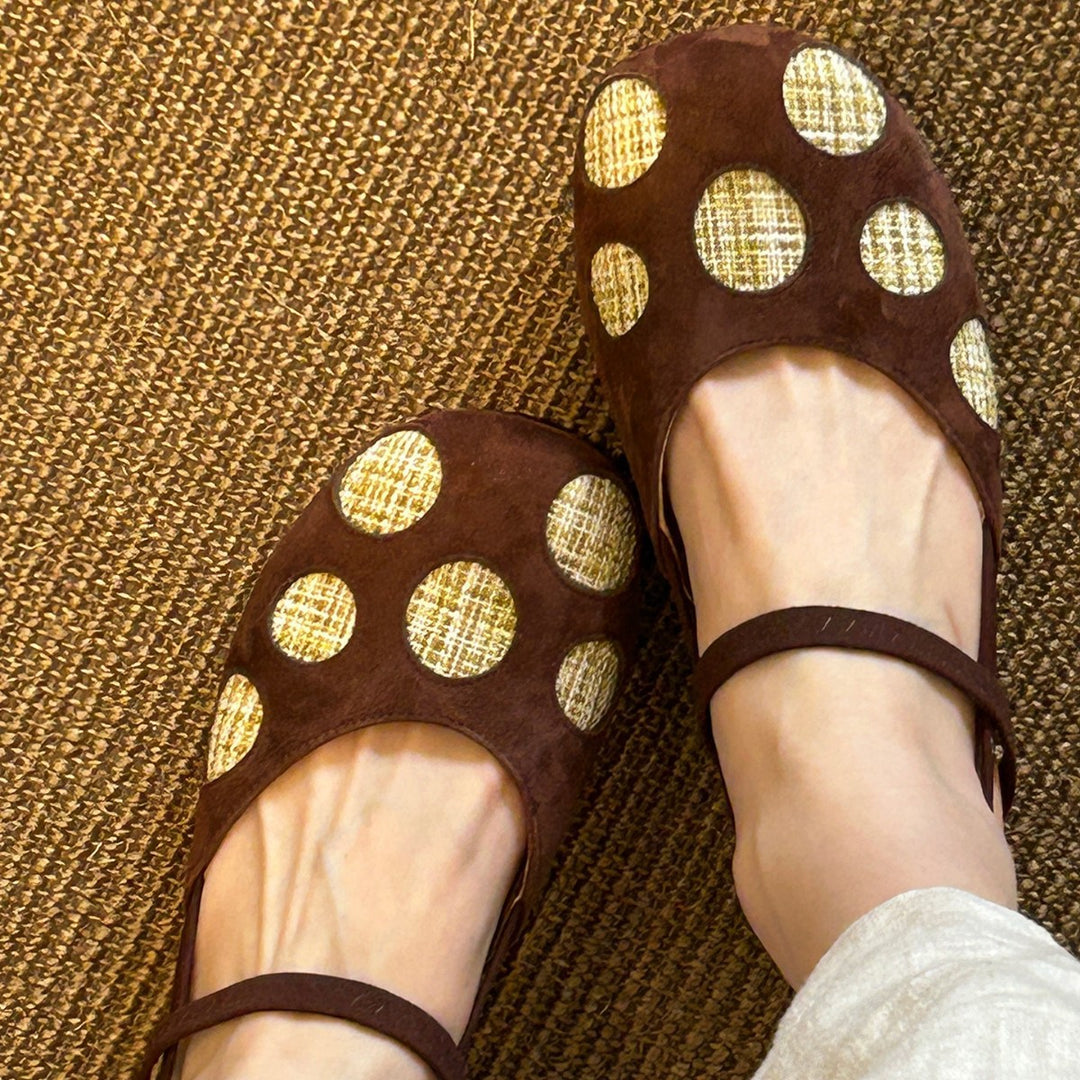 Damen Bequeme Ballerinas mit kontrastierenden Applikationen EB