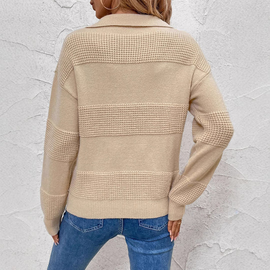 Damen Modischer Strickpullover mit detailreichen Strukturstreifen EB
