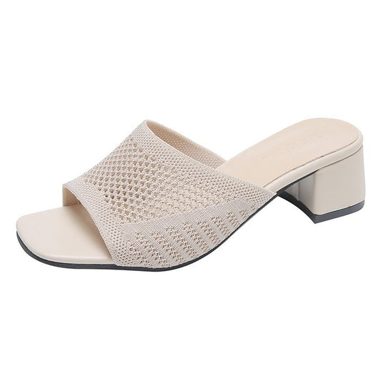 Damen Mules mit atmungsaktivem Netzdesign und bequemer Blockabsatzsohle EB