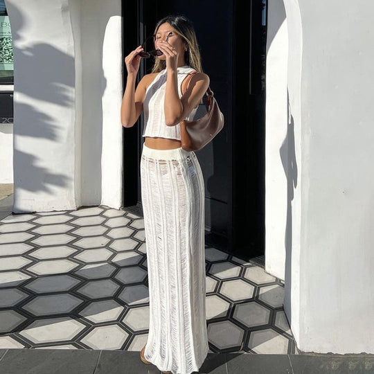 Damen elegantes und luftiges Zweiteiler-Outfit EB
