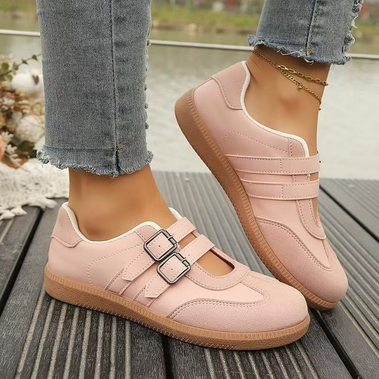 Damen  Retro-inspirierte Mary-Jane-Sneaker mit doppeltem Schnallenriemen und ergonomischer Gummisohle EB