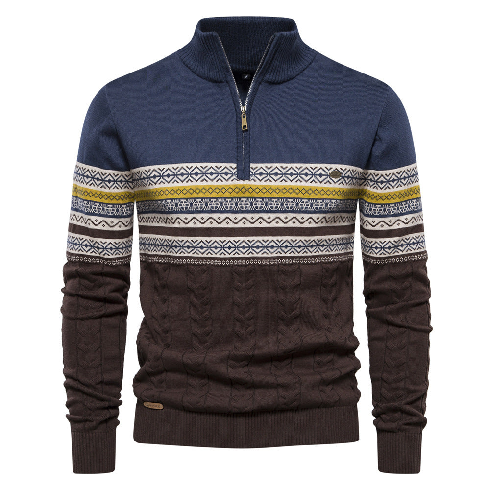 Herren Pullover mit modernem Zipper und attraktiven Farbmustern EB
