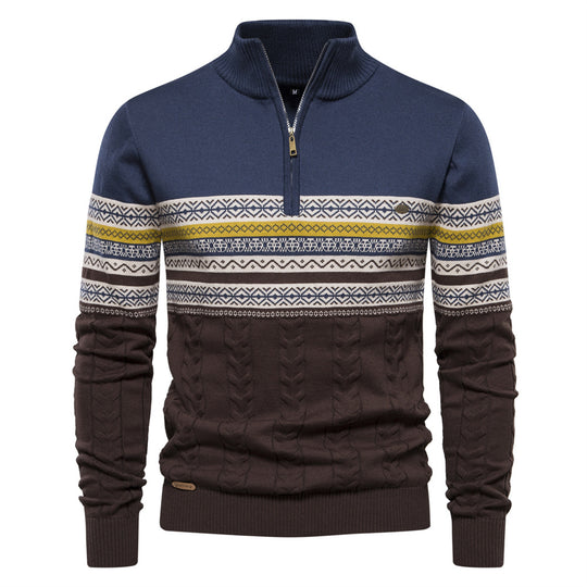 Herren Pullover mit modernem Zipper und attraktiven Farbmustern EB