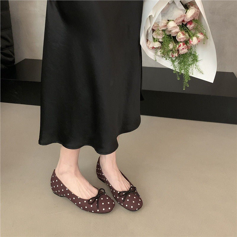 Damen Ballerinas mit verspielt gepunktetem Design und zarter Schleifenverzierung EB