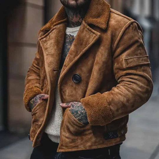 Herren lässige Wildlederjacke mit weichem Innenfutter EB