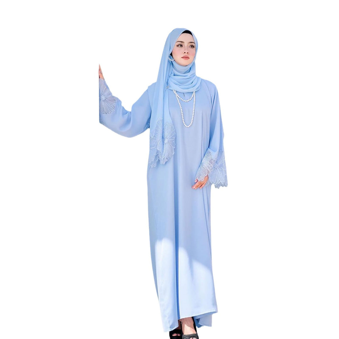 Damen Elegantes Maxi-Kleid mit floralem Spitzenbesatz EB