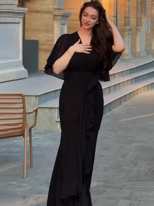 Damen Elegantes Maxikleid mit fließendem Schnitt und raffinierten ärmellosen Akzenten EB