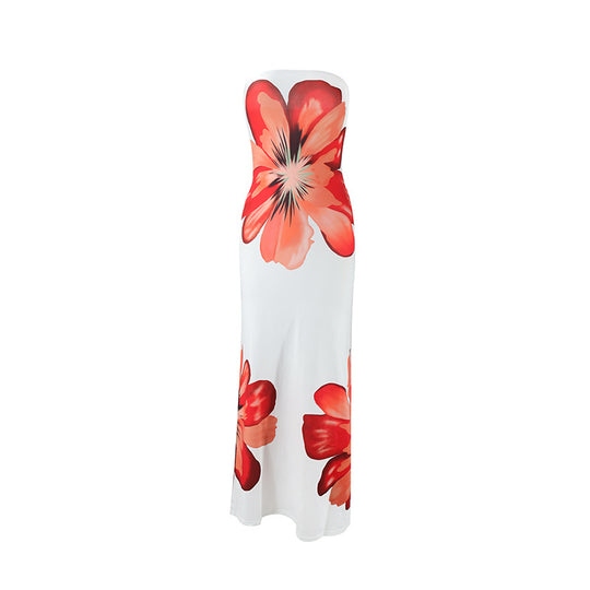 Damen strapazieres Maxikleid im exklusiven Design mit floralem Druck EB