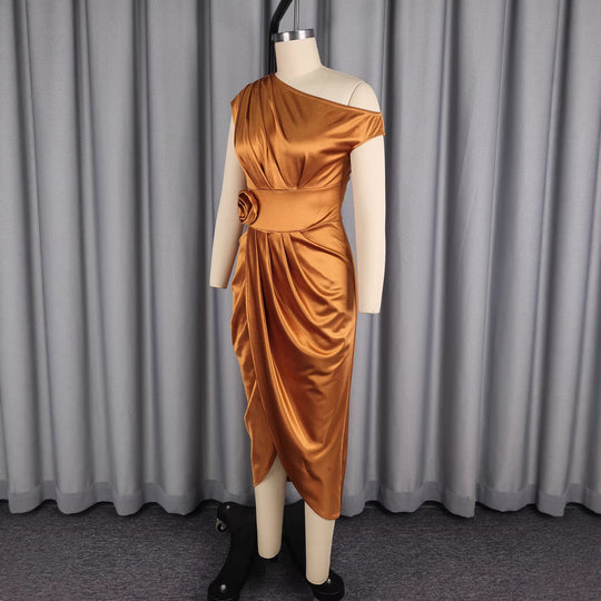 Damen Elegantes Wickelkleid mit 3D-Blütenapplikation EB