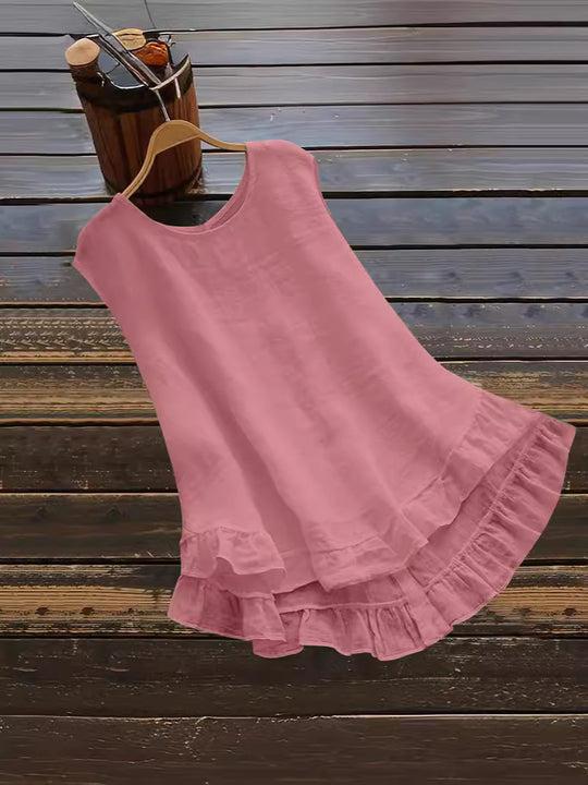 Damen Leichtes Sommerkleid aus atmungsaktivem Material mit Rüschendetails EB