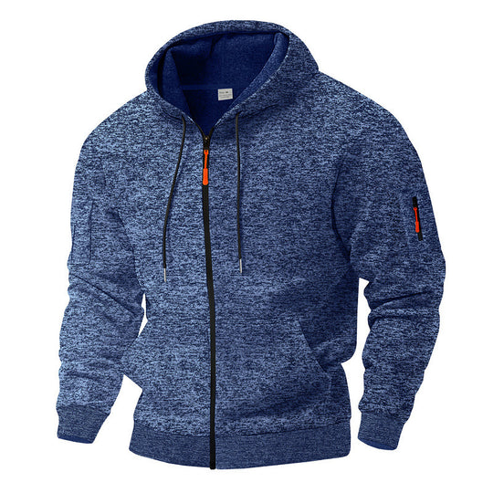 Herren Sportlicher Kapuzenpullover mit kontrastierenden Details und Reißverschluss EB