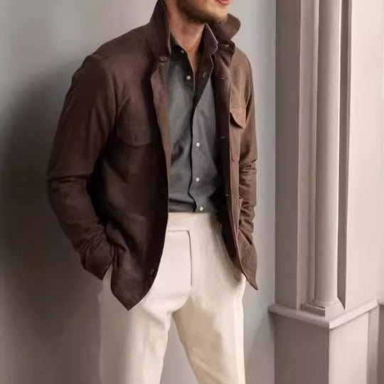 Herren praktische Jacke im schicken Utility-Stil mit hohen Kragen EB
