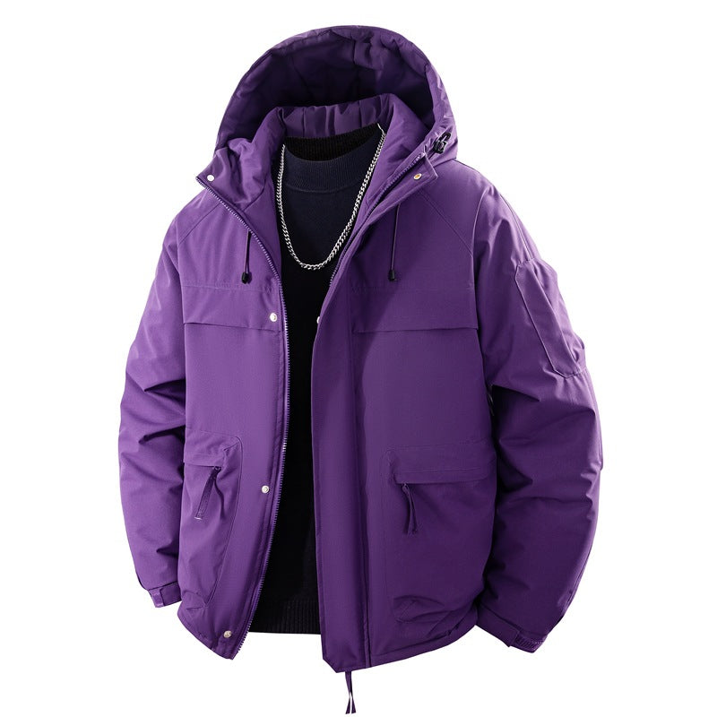 Herren wattierter Kapuzenparka mit hoher Stehkragenlösung, verstellbarem Kordelzug und multifunktionalen Außentaschen EB