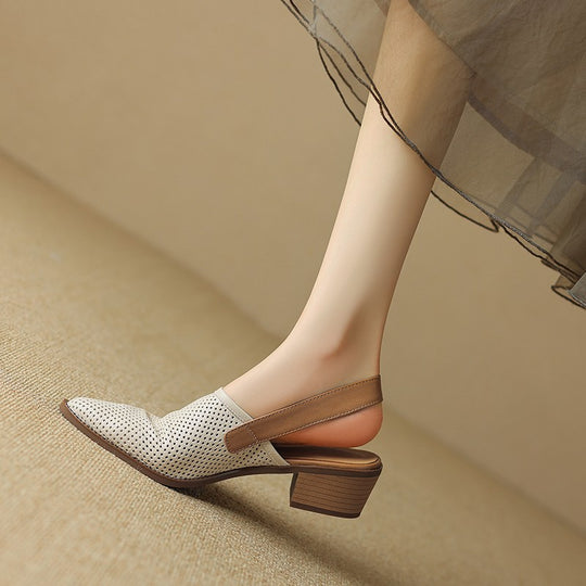 Damen Slingback-Pumps mit perforiertem Obermaterial und komfortablem Blockabsatz EB
