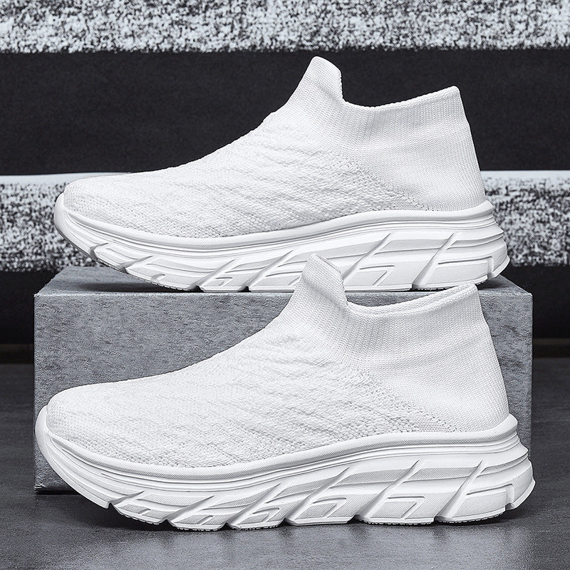 Damen Bequeme High-Top Sneakers mit elastischem Strickoberteil EB