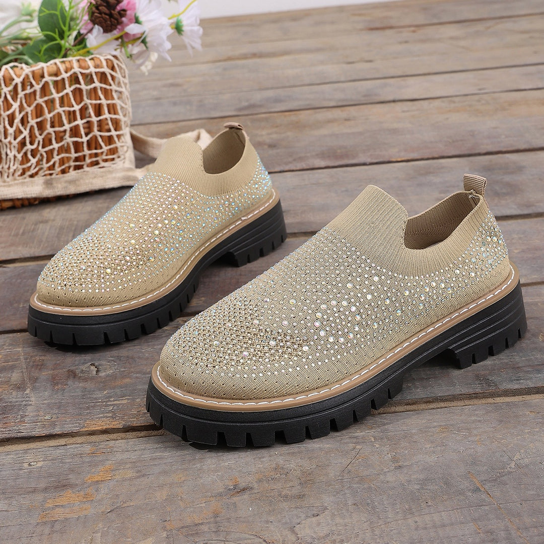 Damen Glitzernde Slip-On Sneakers mit komfortablem Fußbett EB