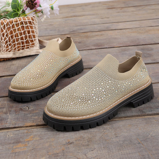 Damen Glitzernde Slip-On Sneakers mit komfortablem Fußbett EB