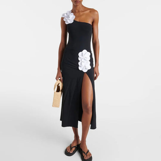 Damen Schwimmanzug mit floralem Oberteil und eleganter Maxi-Rock EB
