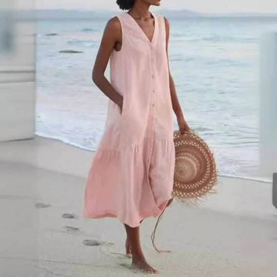 Damen Sommerliches Leinenkleid EB