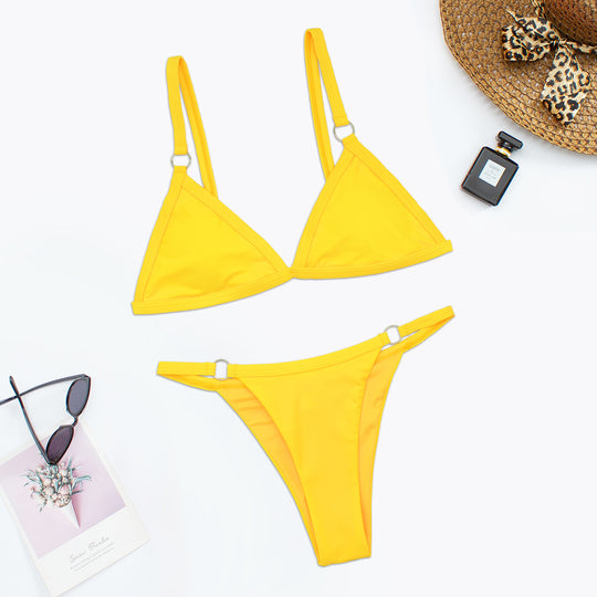 Damen Triangel-Bikini mit verstellbaren Trägern und eleganten Ringdetails EB