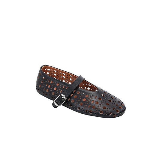 Damen Ballerinas mit perforiertem Design und verstellbarem Riemen EB