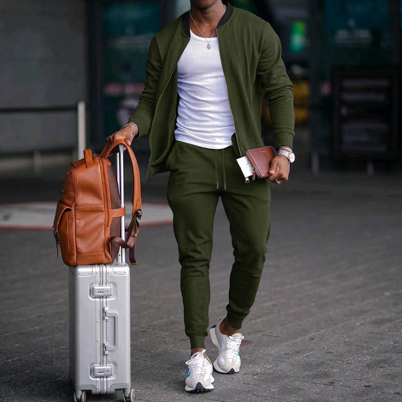 Herren Sportliches Freizeit-Set aus atmungsaktivem Material mit Reißverschluss und praktischen Taschen EB