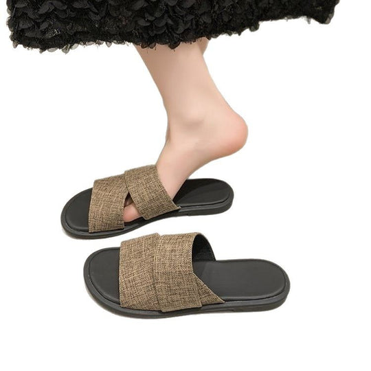Damen Komfortable Slides mit breiten, modischen Riemen EB
