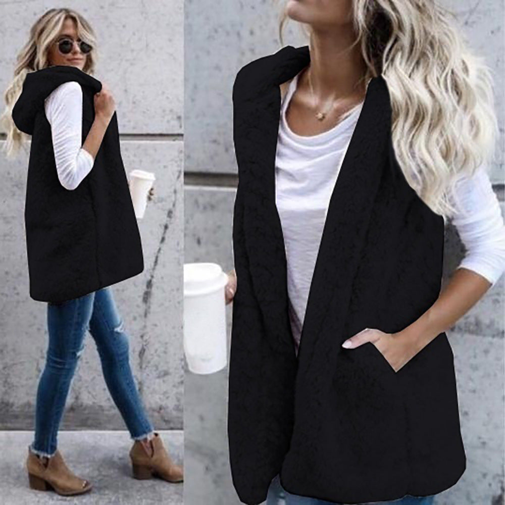 Damen Zarte Fleece-Weste mit praktischen Taschen und offenem Schnitt EB