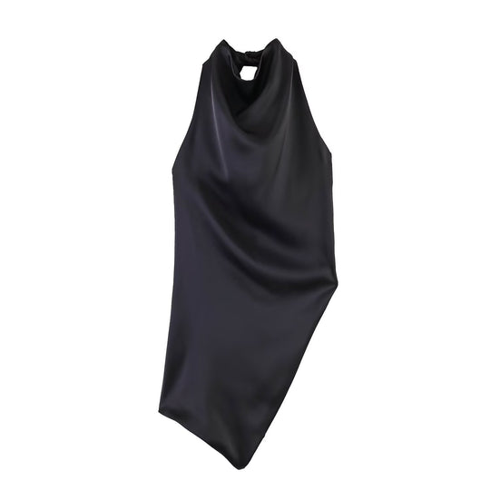 Damen asymmetrisches Satin Kleid EB