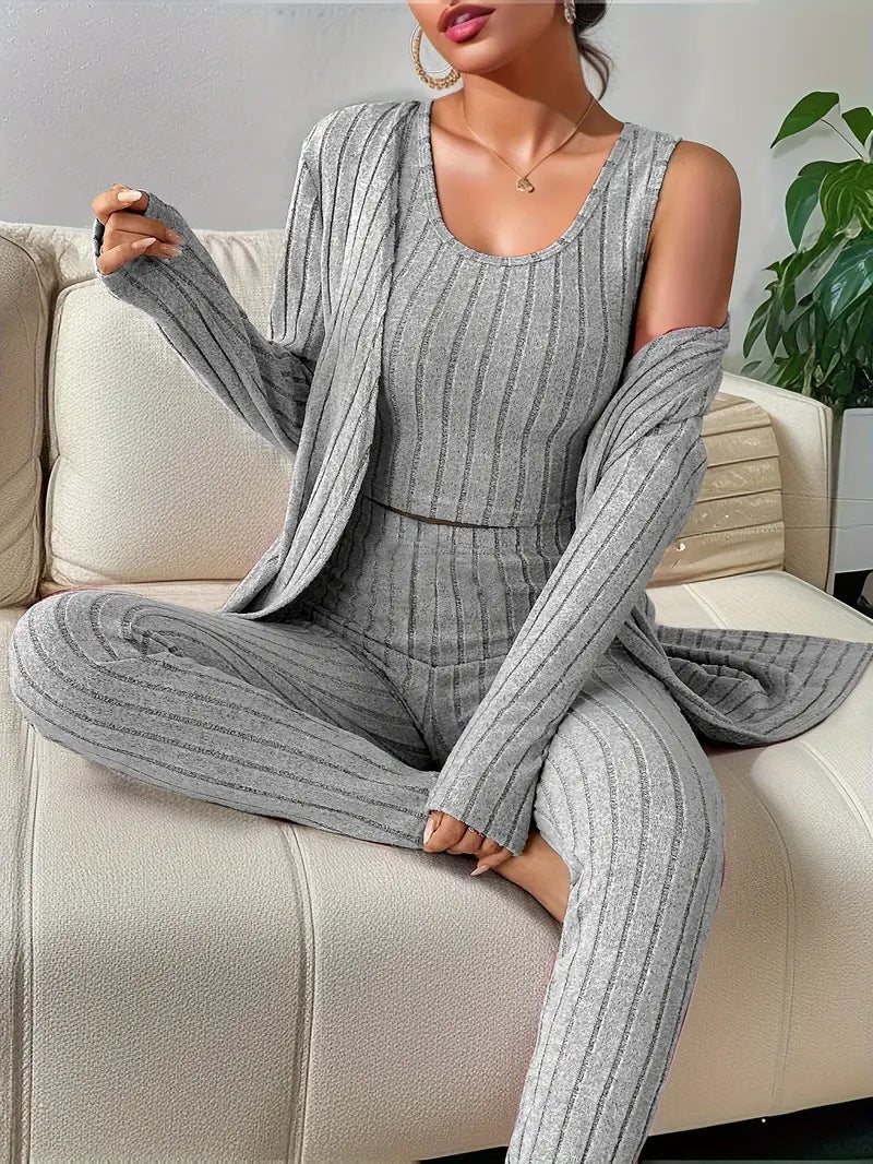 Damen komfortables Strick-Loungewear Set EB