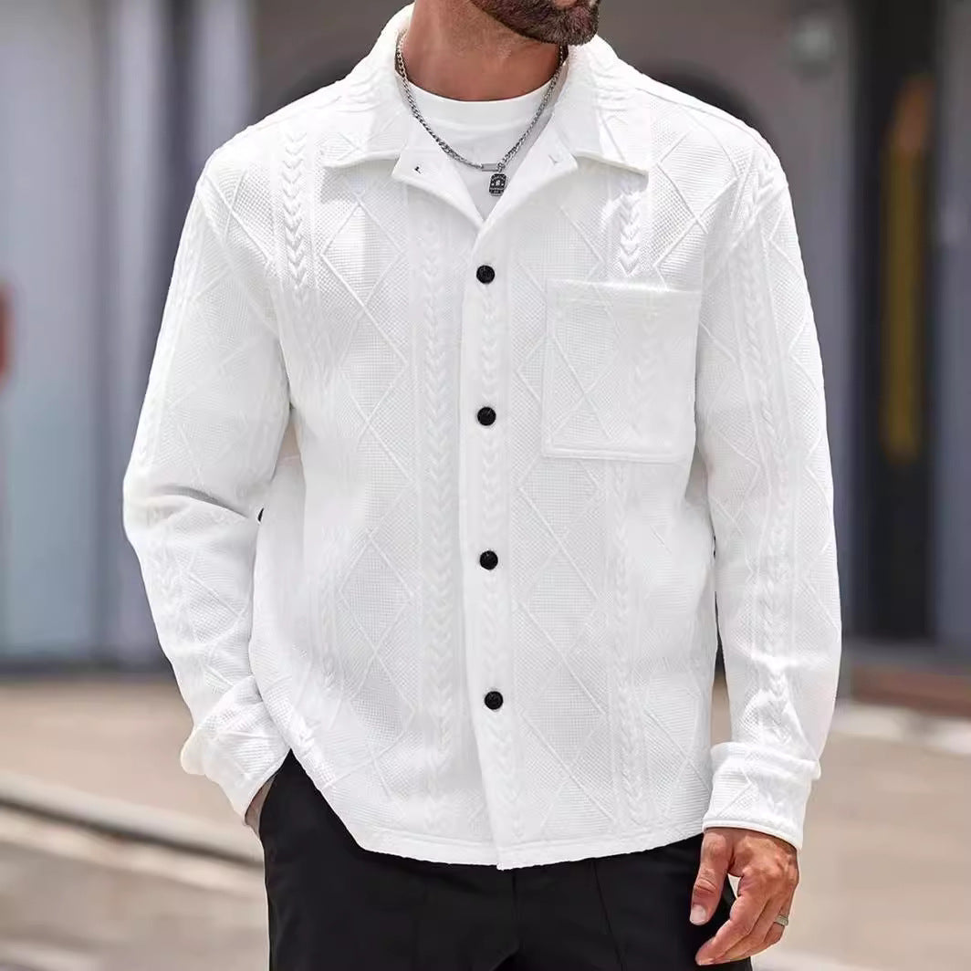 Herren Strickhemd mit modernem Design und strukturiertem Gewebe EB
