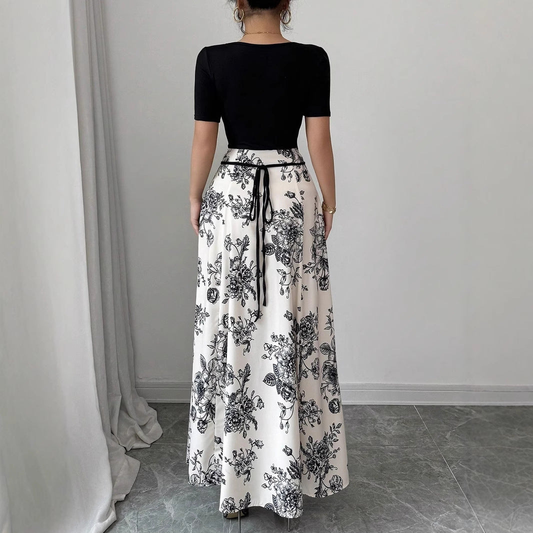 Damen Eleganter Maxirock mit floralem Muster EB