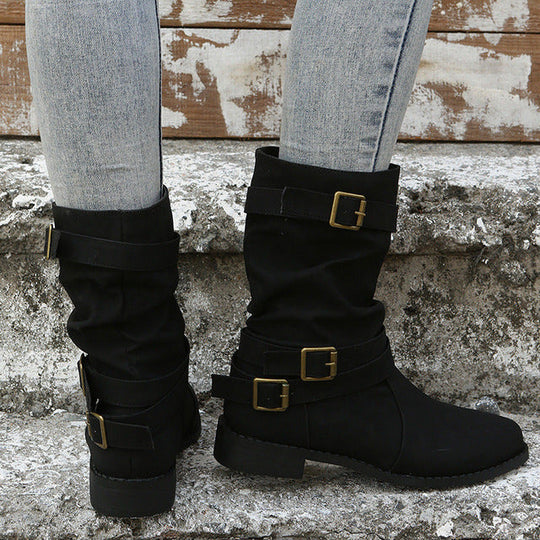 Vintage Schnalle Mid-Calf Stiefel EB